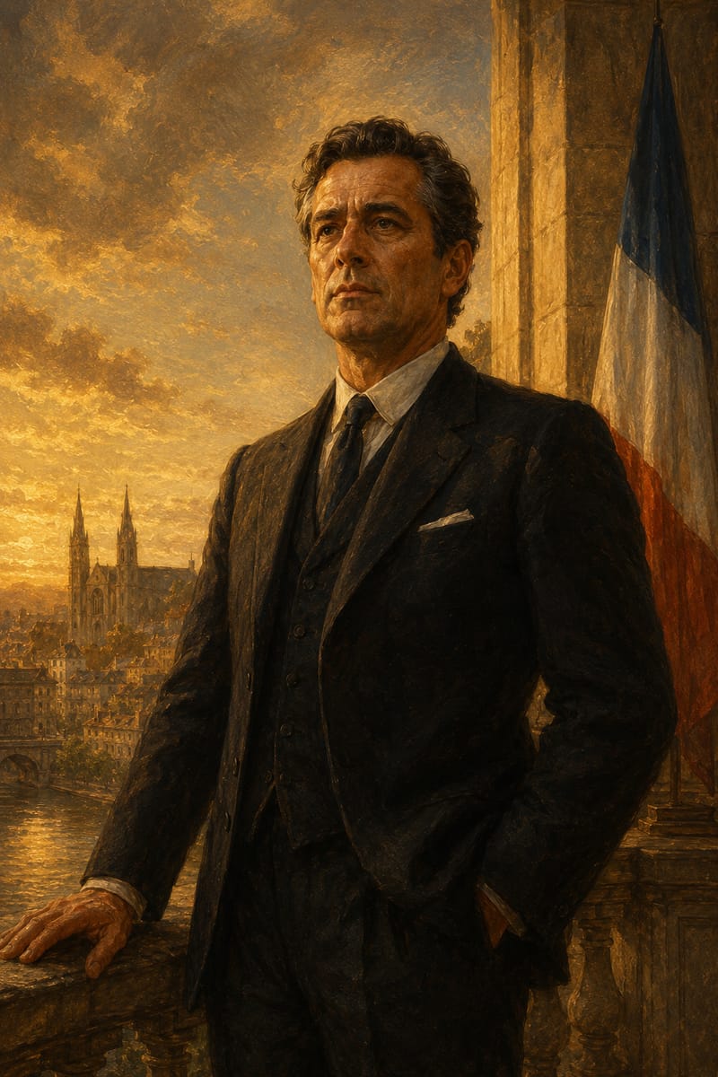 Pierre Durand, the politician, before the tricolour