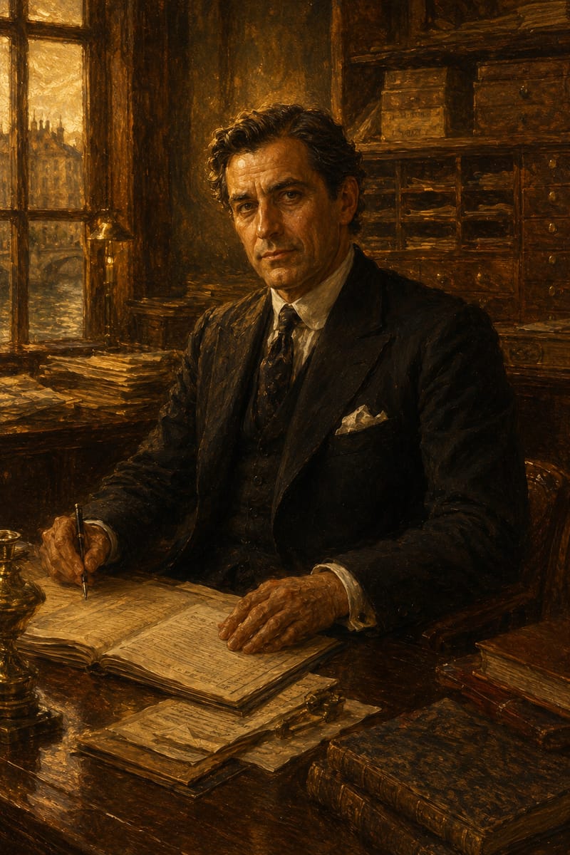 Étienne Pellegrini, the insurer, at his desk